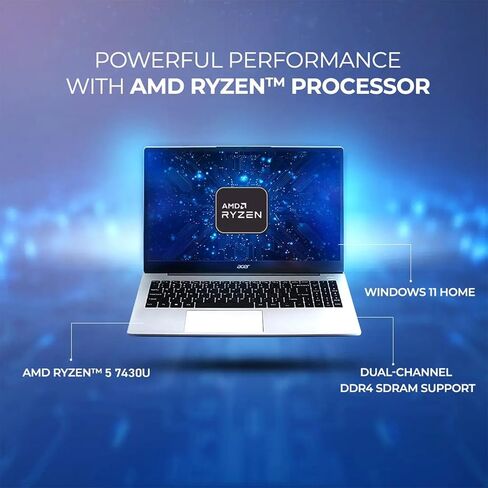 acer Aspire 3 Premium Laptop with Backlit Keyboard | AMD Ryzen 5 7430U CPU | 15.6 FHD IPS Display | 16GB RAM | 256GB PCIe SSD | Wi-Fi 6 | Type-C | Sleek & Portable | Windows 11 Pro in Saudi Arabia