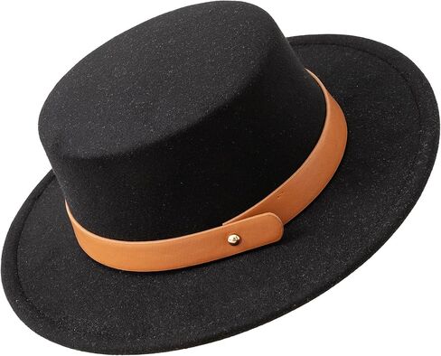 Jastore Kids Girls Felt Fedora Hat Boater Hat Toddler Classic Wide Brim Panama Hat with Belt Buckle in Saudi Arabia