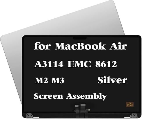 A3114 M3 استبدال شاشة MacBook Air A3114 M2 EMC 8612 RETINA 2024 MRYQ3 MXD23 MXD3 MXD43 شاشة شاشة LCD كاملة (Silver) in Saudi Arabia