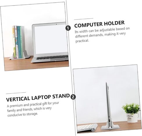 POPETPOP 1Pc Adjustable Laptop Stand Vertical Book Storage Rack for Desk Organization Space Saving Holder with Curved Groove Design Practical Support for in Saudi Arabia