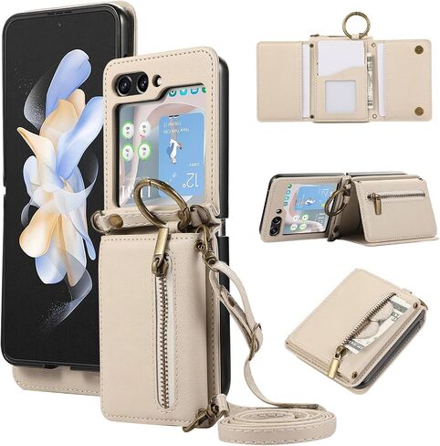 متوافق مع Samsung Galaxy Z Flip 6 5g 2024 حالة محفظة و Crossbody الكتف حلقة حلقة مشبك مفصلات حماية حامل بطاقة الهاتف ل zflip6 z6 g flip6 6z نساء الرجال الرجال الأسود in Kuwait