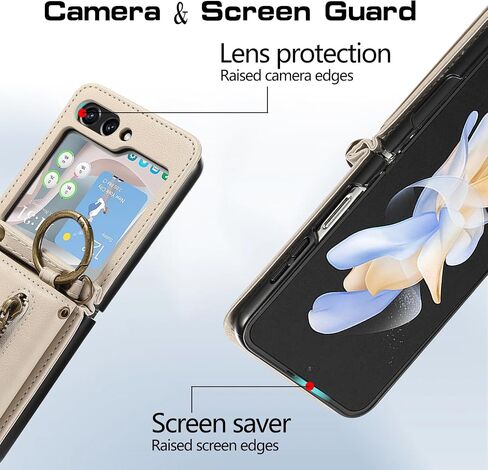 متوافق مع Samsung Galaxy Z Flip 6 5g 2024 حالة محفظة و Crossbody الكتف حلقة حلقة مشبك مفصلات حماية حامل بطاقة الهاتف ل zflip6 z6 g flip6 6z نساء الرجال الرجال الأسود in Kuwait