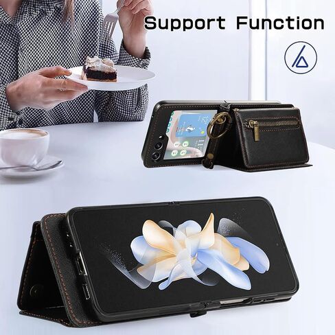 متوافق مع Samsung Galaxy Z Flip 6 5g 2024 حالة محفظة و Crossbody الكتف حلقة حلقة مشبك مفصلات حماية حامل بطاقة الهاتف ل zflip6 z6 g flip6 6z نساء الرجال الرجال الأسود in Kuwait