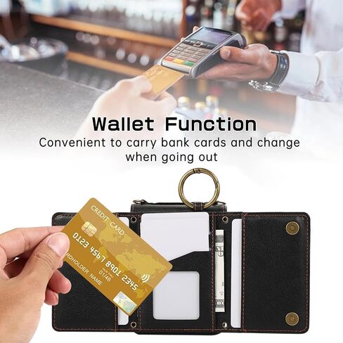 متوافق مع Samsung Galaxy Z Flip 6 5g 2024 حالة محفظة و Crossbody الكتف حلقة حلقة مشبك مفصلات حماية حامل بطاقة الهاتف ل zflip6 z6 g flip6 6z نساء الرجال الرجال الأسود in Kuwait