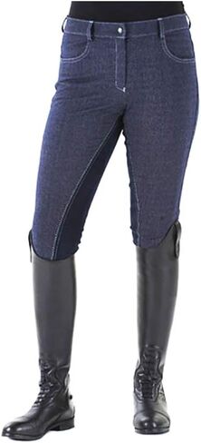Ovation Women's Standard Comfortable Equestrian Horse Riding Softflex Euro Melange Full Seat Breech, Indigo, 36 Regular in Saudi Arabia