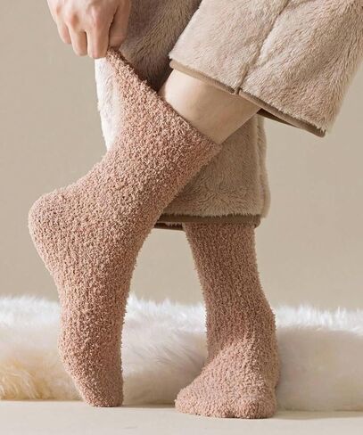 JAMES FIALLO Men's 3-Pairs Cozy Microfiber Anti-Skid Soft Fuzzy Crew Socks in Kuwait