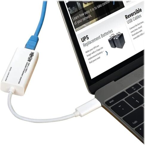 Tripp Lite U436-06N-GBW USB-C Gigabit Ethernet Adapter RJ45, Thunderbolt 3, Plug & Play for Mac Windows Chromebook, White, Cloud Care Pre-Configured Bundle Eligible (10 Pack) in Saudi Arabia