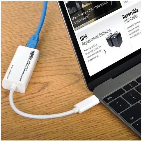 Tripp Lite U436-06N-GBW USB-C Gigabit Ethernet Adapter RJ45, Thunderbolt 3, Plug & Play for Mac Windows Chromebook, White, Cloud Care Pre-Configured Bundle Eligible (10 Pack) in Saudi Arabia