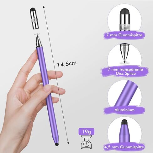 2pcs القلم القلم لشاشات اللمس ، 3 في 1 قلم iPad مع غطاء مغناطيسي ، 10 استبدال قلم الكمبيوتر اللوحي عالية الحساسية لـ iPad Pro/Mini/Air ، جميع أجهزة شاشة اللمس العالمية （Purple+Gray ，）） in Kuwait