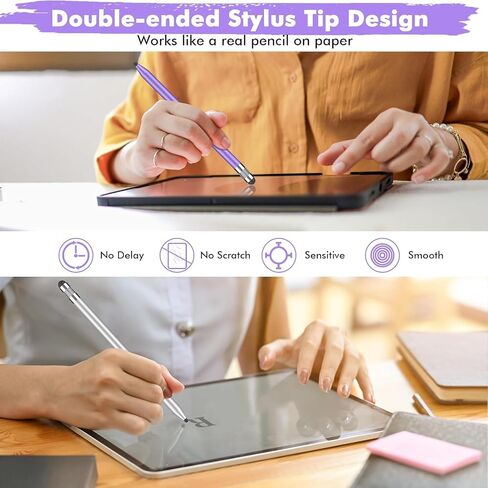 2pcs القلم القلم لشاشات اللمس ، 3 في 1 قلم iPad مع غطاء مغناطيسي ، 10 استبدال قلم الكمبيوتر اللوحي عالية الحساسية لـ iPad Pro/Mini/Air ، جميع أجهزة شاشة اللمس العالمية （Purple+Gray ，）） in Kuwait