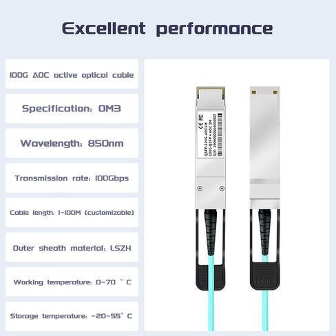 10G SFP+ AOC كابل بصري نشط ، 1Meter/3.3ft 10gbase SFP+ إلى كبل تكديس ألياف الألياف المباشرة لـ SFP+ MMF ، متوافق مع أجهزة UBIQUITI UNIFI كابل بصري عالي السرعة AOC in Kuwait