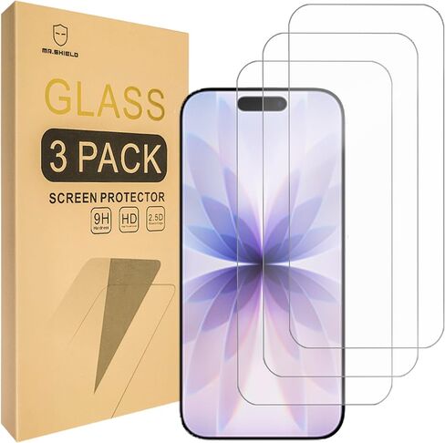 Mr.Shield Screen Protector compatible with iPhone 17 / iPhone 17 Pro [6.3 Inch] [Tempered Glass] [3-PACK] [Japan Glass with 9H Hardness] in Saudi Arabia
