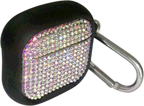 Bling Rhinestone Case for AirPods 4th with Metal Keychain,High Quality Hand Glued Diamond Soft Silicone+Hard PC Protective Cover, Compatible with Apple AirPods 4th Generation Charging Case in Kuwait