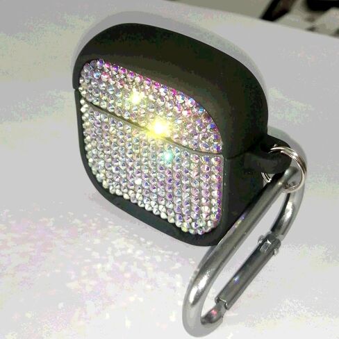 Bling Rhinestone Case for AirPods 4th with Metal Keychain,High Quality Hand Glued Diamond Soft Silicone+Hard PC Protective Cover, Compatible with Apple AirPods 4th Generation Charging Case in Kuwait