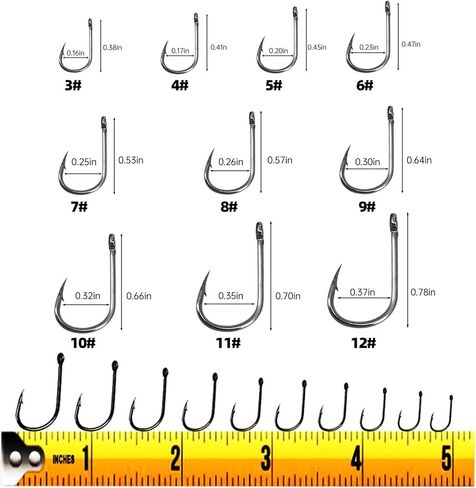 Barbed Carbon Steel Fishing Hooks – Mixed Sizes 3-12 with Loop Eye – for Saltwater/Freshwater in Saudi Arabia