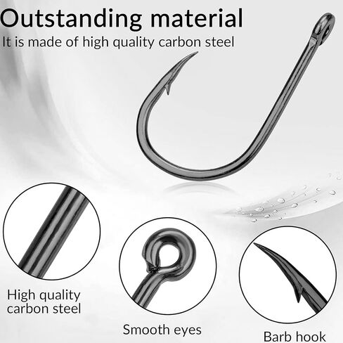 Barbed Carbon Steel Fishing Hooks – Mixed Sizes 3-12 with Loop Eye – for Saltwater/Freshwater in Saudi Arabia