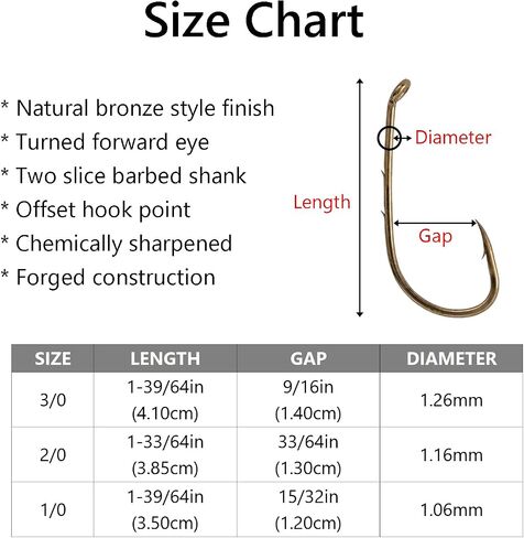 30 Pack Baitholder Fishing Hooks 3/0 2/0 1/0 for Bass Trout Walleye Panfish Catfish Saltwater and Freshwater in Saudi Arabia