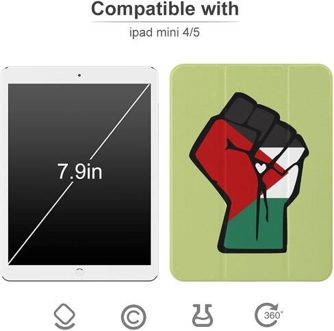 Free Palestine Power Palestinian Case with Pen Holder Slim Lightweight Trifold Stand Compatible with iPad mini 4/5/6 Mini4/5（7.9in） in Saudi Arabia
