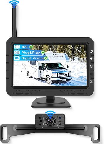 Rimoody 4.3'' HD IPS Screen Wireless Backup Camera, Digital Stable Signal, DIY Guide Lines, IP68 Waterproof, Night Vision, Wide Angle, Rear View Camera for Car/Truck/Pickup/SUV/Van/RV - Plug and Play in Saudi Arabia