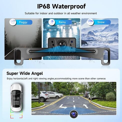 Rimoody 4.3'' HD IPS Screen Wireless Backup Camera, Digital Stable Signal, DIY Guide Lines, IP68 Waterproof, Night Vision, Wide Angle, Rear View Camera for Car/Truck/Pickup/SUV/Van/RV - Plug and Play in Saudi Arabia