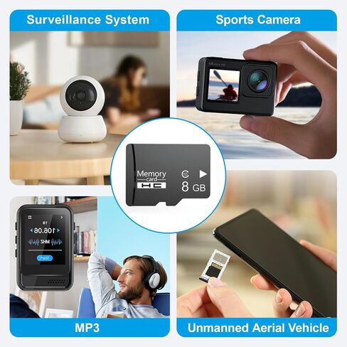 Micro SD Card 8GB Class 10, High Speed SDHC Memory Card for Camera, Dash Cam, MP3, GPS, Old Phones in Saudi Arabia