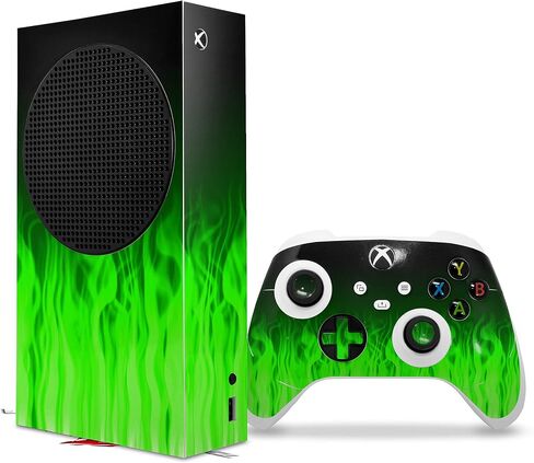 Wraptorskinz Skin Decal Vinyl Wrap متوافق مع وحدة التحكم في سلسلة Xbox و Controller Fire Green (وحدة ألعاب غير متضمنة) in Kuwait
