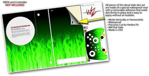Wraptorskinz Skin Decal Vinyl Wrap متوافق مع وحدة التحكم في سلسلة Xbox و Controller Fire Green (وحدة ألعاب غير متضمنة) in Kuwait