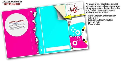 WraptorSkinz Skin Decal Vinyl Wrap compatible with the XBOX Series S Console and Controller Ripped Colors Hot Pink Neon Teal (GAMING CONSOLE NOT INCLUDED) in Saudi Arabia