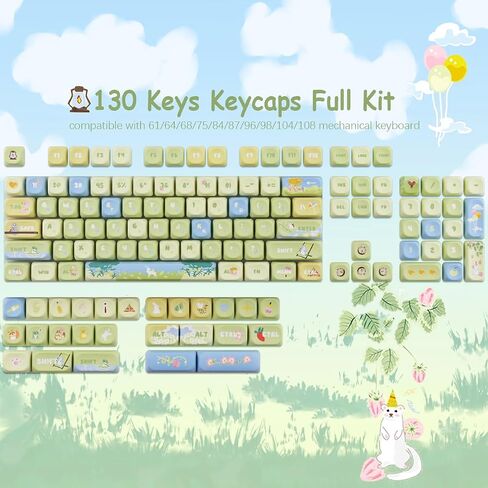 Tsungup Keycaps-Pink Cherry Blossom MOA Keycaps، مجموعة أغطية مفاتيح مخصصة ساكورا لطيفة 133 مفتاحًا PBT صبغ التسامي تألق من خلال أغطية لوحة المفاتيح للوحة المفاتيح الميكانيكية Cherry Gateron MX Swithes in Saudi Arabia