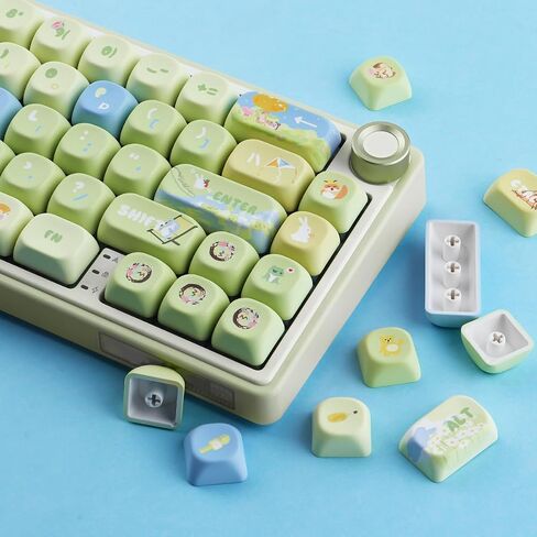 Tsungup Keycaps-Pink Cherry Blossom MOA Keycaps، مجموعة أغطية مفاتيح مخصصة ساكورا لطيفة 133 مفتاحًا PBT صبغ التسامي تألق من خلال أغطية لوحة المفاتيح للوحة المفاتيح الميكانيكية Cherry Gateron MX Swithes in Saudi Arabia