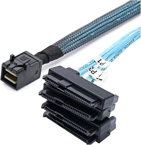 S/As SATA Cable SFF-8643 إلى 4 SFF-8482 INTERNAL M1NI S/AS HD إلى 4 SFF-8482 موصل مع تقويم محرك الأقراص الصلبة للمنفذ 15Pin (0.5M) in Kuwait