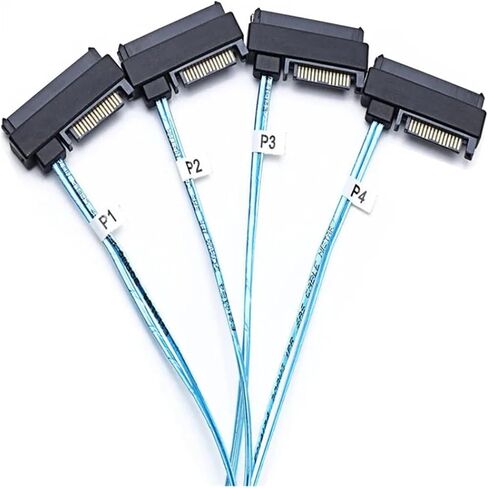 S/As SATA Cable SFF-8643 إلى 4 SFF-8482 INTERNAL M1NI S/AS HD إلى 4 SFF-8482 موصل مع تقويم محرك الأقراص الصلبة للمنفذ 15Pin (0.5M) in Kuwait