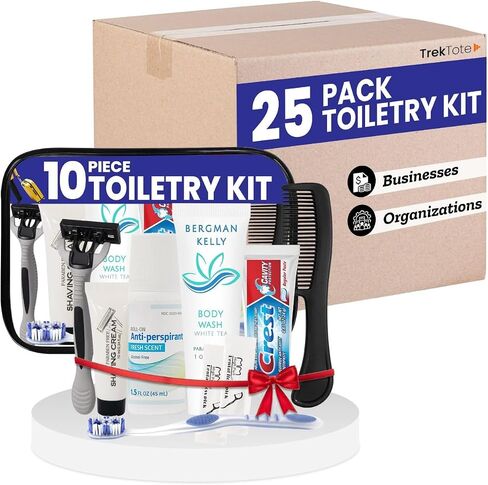 TrekTote 10-Piece Travel Toiletry Convenience Kit - Personal Care Travel Hygiene Essentials Bag with Unisex Toiletries. TSA-Approved Travel Size Kit for Men and Women with Essential Toiletries. in Saudi Arabia
