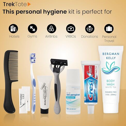 TrekTote 10-Piece Travel Toiletry Convenience Kit - Personal Care Travel Hygiene Essentials Bag with Unisex Toiletries. TSA-Approved Travel Size Kit for Men and Women with Essential Toiletries. in Saudi Arabia