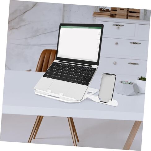 Mikikit Portable Laptop Stand with Phone Holder Ergonomic Design for All Laptops Hallow for Enhanced Airflow Convenient Stylish Riser for Home Office Use in Saudi Arabia