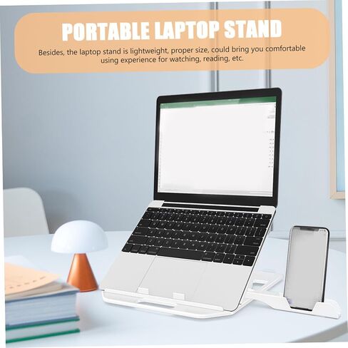 Mikikit Portable Laptop Stand with Phone Holder Ergonomic Design for All Laptops Hallow for Enhanced Airflow Convenient Stylish Riser for Home Office Use in Saudi Arabia