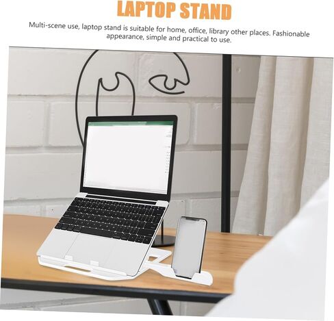 Mikikit Portable Laptop Stand with Phone Holder Ergonomic Design for All Laptops Hallow for Enhanced Airflow Convenient Stylish Riser for Home Office Use in Saudi Arabia