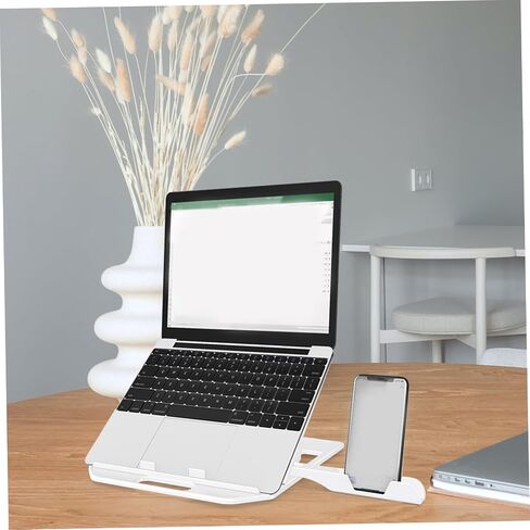 Mikikit Portable Laptop Stand with Phone Holder Ergonomic Design for All Laptops Hallow for Enhanced Airflow Convenient Stylish Riser for Home Office Use in Saudi Arabia