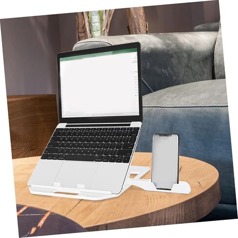 Mikikit Portable Laptop Stand with Phone Holder Ergonomic Design for All Laptops Hallow for Enhanced Airflow Convenient Stylish Riser for Home Office Use in Saudi Arabia