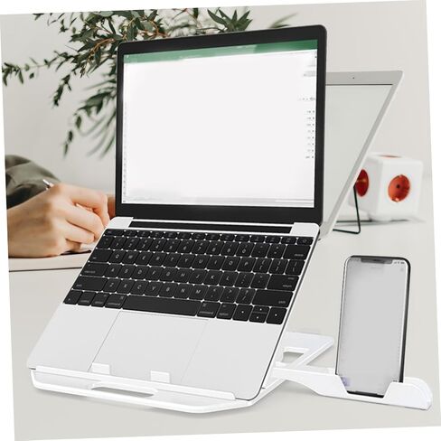 Mikikit Portable Laptop Stand with Phone Holder Ergonomic Design for All Laptops Hallow for Enhanced Airflow Convenient Stylish Riser for Home Office Use in Saudi Arabia