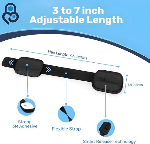 3M Adhesive Child Safety Strap Locks by Baby Proof Me, Pack of 6 Baby Latches for Cabinets, Dishwashers, Fridges, Ovens and Trash Cans, Stain Free Toilet Lock in Saudi Arabia