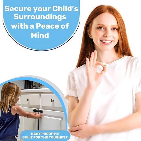3M Adhesive Child Safety Strap Locks by Baby Proof Me, Pack of 6 Baby Latches for Cabinets, Dishwashers, Fridges, Ovens and Trash Cans, Stain Free Toilet Lock in Saudi Arabia