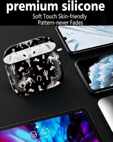 Custy Case Hard Case متوافق مع غطاء Case Airpod 4 ، لطيف مع سلسلة المفاتيح الذهبية ، ناعم TPU حالة مقاومة للصدمة للنساء الفتيات (لطيف الصبار رعاة البقر) in Kuwait