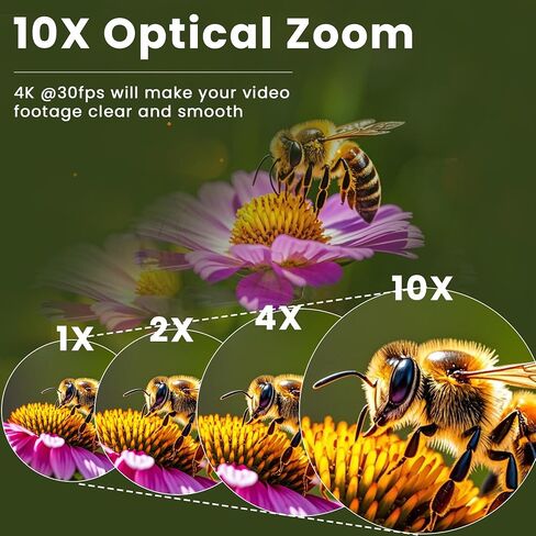 4K USB Camera - Zoom البصري 10x ، Ultra HD 2160p ، مستشعر IMX415 ، التوصيل والتشغيل لنظام التشغيل Windows ، Linux ، Mac ، Raspberry Pi in Kuwait