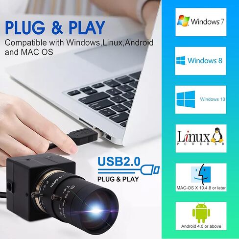 4K USB Camera - Zoom البصري 10x ، Ultra HD 2160p ، مستشعر IMX415 ، التوصيل والتشغيل لنظام التشغيل Windows ، Linux ، Mac ، Raspberry Pi in Kuwait