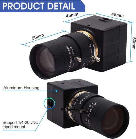 4K USB Camera - Zoom البصري 10x ، Ultra HD 2160p ، مستشعر IMX415 ، التوصيل والتشغيل لنظام التشغيل Windows ، Linux ، Mac ، Raspberry Pi in Kuwait