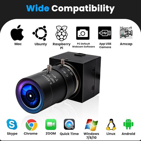 4K USB Camera - Zoom البصري 10x ، Ultra HD 2160p ، مستشعر IMX415 ، التوصيل والتشغيل لنظام التشغيل Windows ، Linux ، Mac ، Raspberry Pi in Kuwait