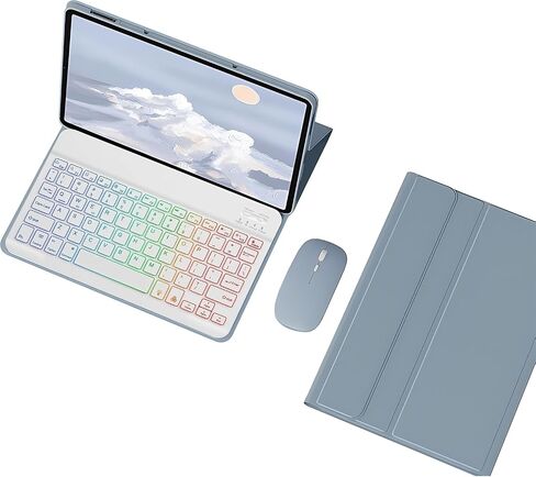 Keyboard Case for for Lenovo Tab M11 11 Inch (TB330FU/TB330XU) 2024 with Mouse, Rainbow Backlit Magnetic Detachable Keyboard Cover (Blue) in Kuwait