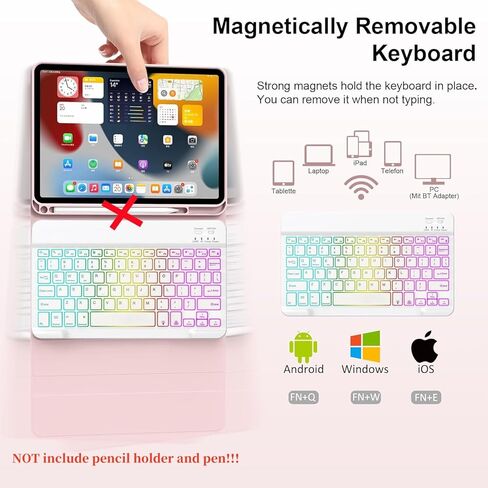 Keyboard Case for for Lenovo Tab M11 11 Inch (TB330FU/TB330XU) 2024 with Mouse, Rainbow Backlit Magnetic Detachable Keyboard Cover (Blue) in Kuwait
