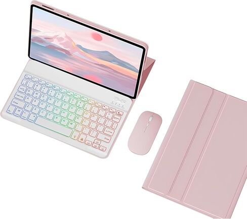 Keyboard Case for for Lenovo Tab M11 11 Inch (TB330FU/TB330XU) 2024 with Mouse, Rainbow Backlit Magnetic Detachable Keyboard Cover (Blue) in Kuwait